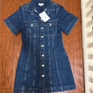 Joe's Jeans Dark Blue Denim Trucker shift mini dress small NWT